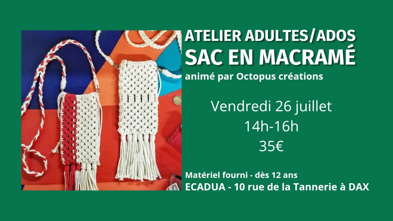 Atelier créatif Sac en macramé / Adultes et ados