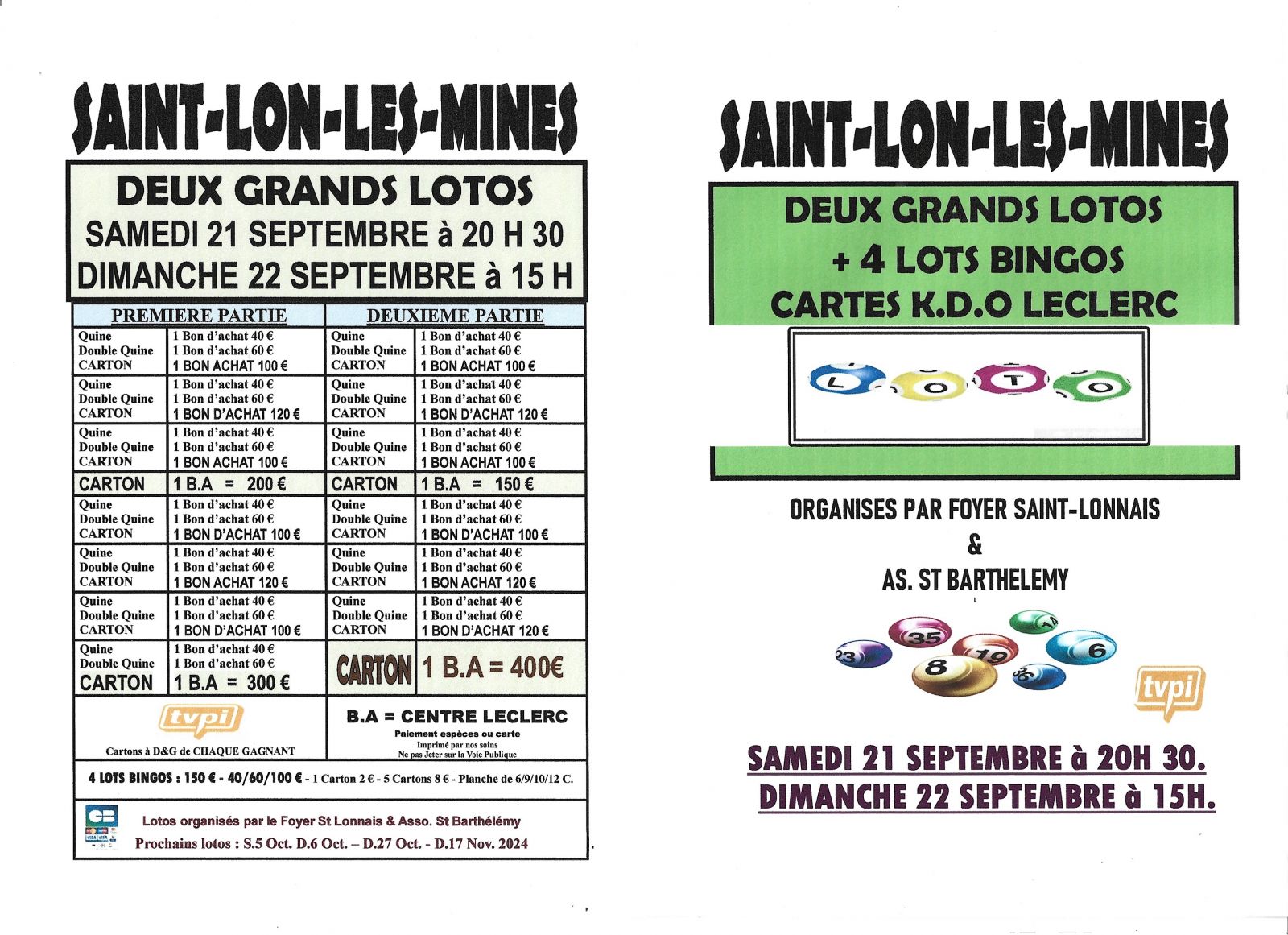 Deux grands lotos bingos