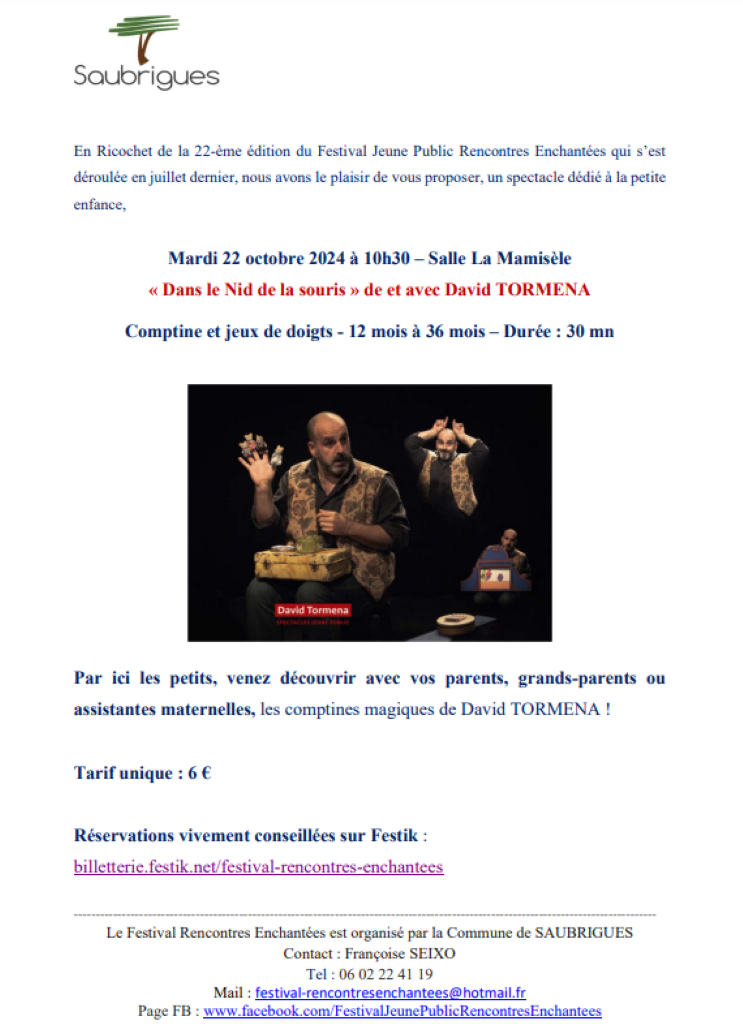 Spectacle "Dans le Nid de la souris" de et ave ...