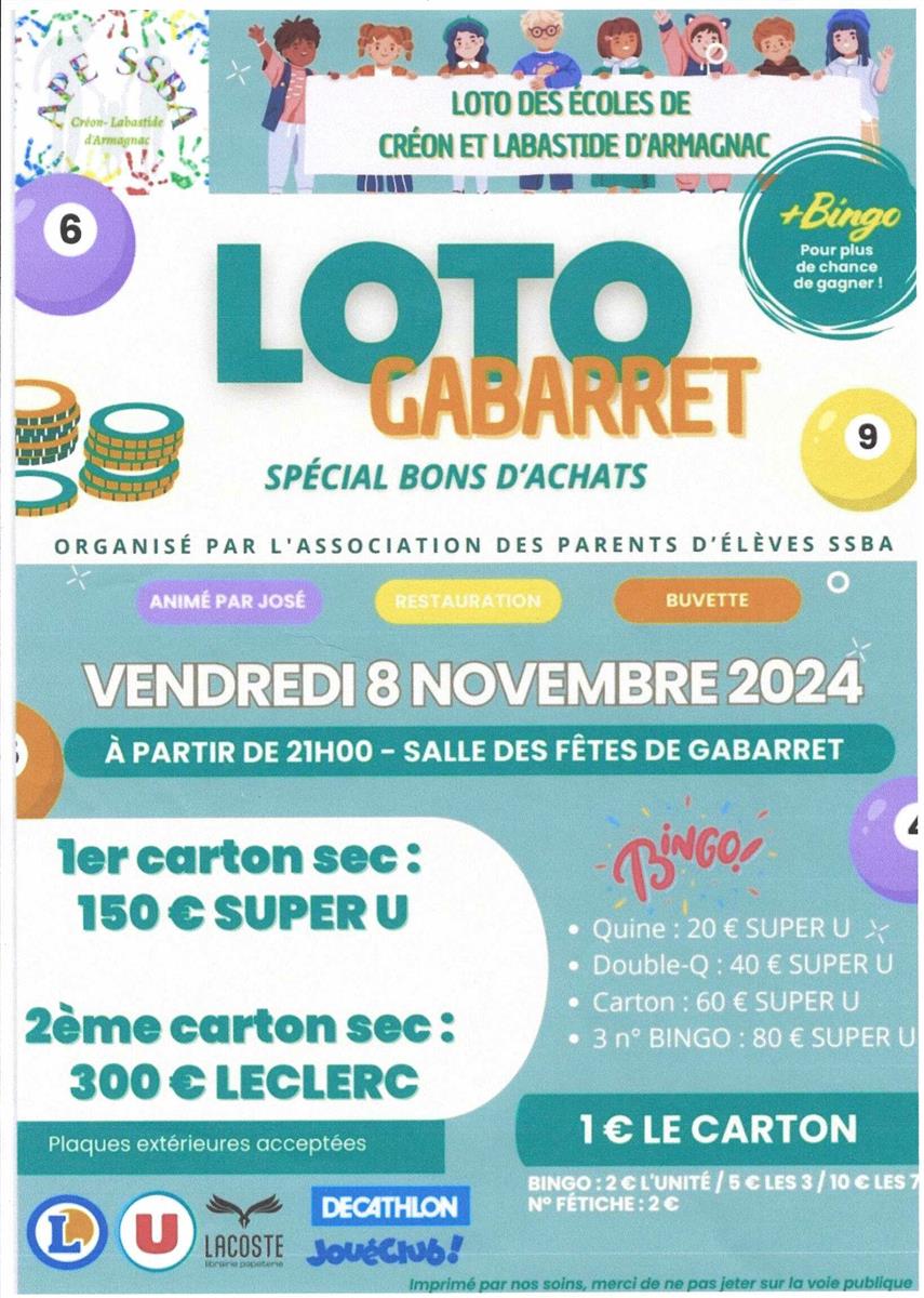 Loto des écoles Créon - Labastide d'Armagnac