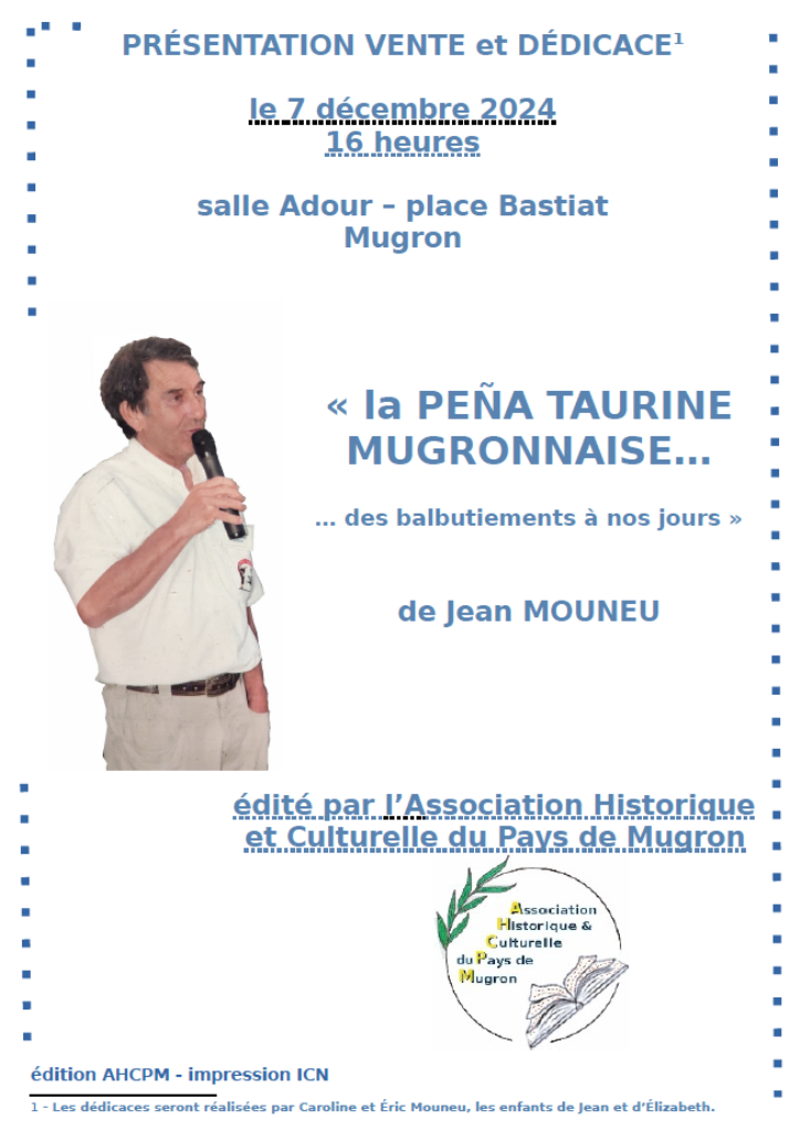 Présentation du livre « la PEÑA TAURINE MUGRON ...