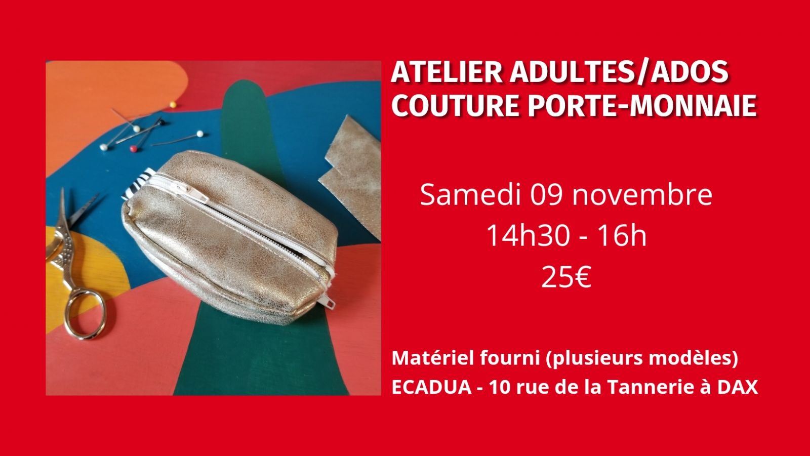 Atelier Couture d'un porte-monnaie en simili cuir