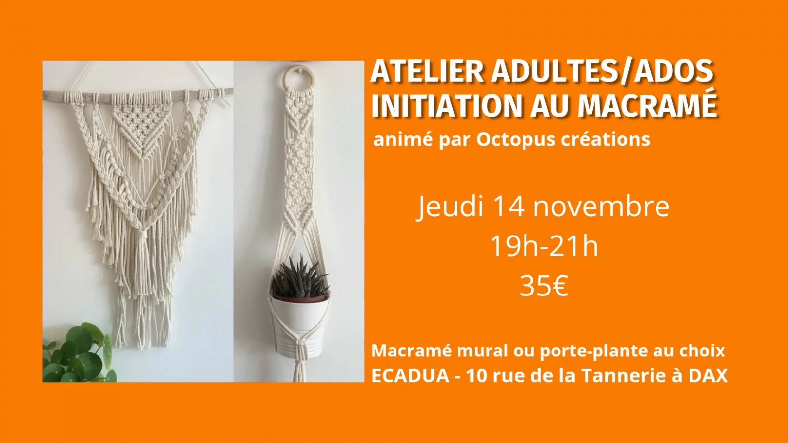 Atelier d'initiation au macramé / Adultes et ados