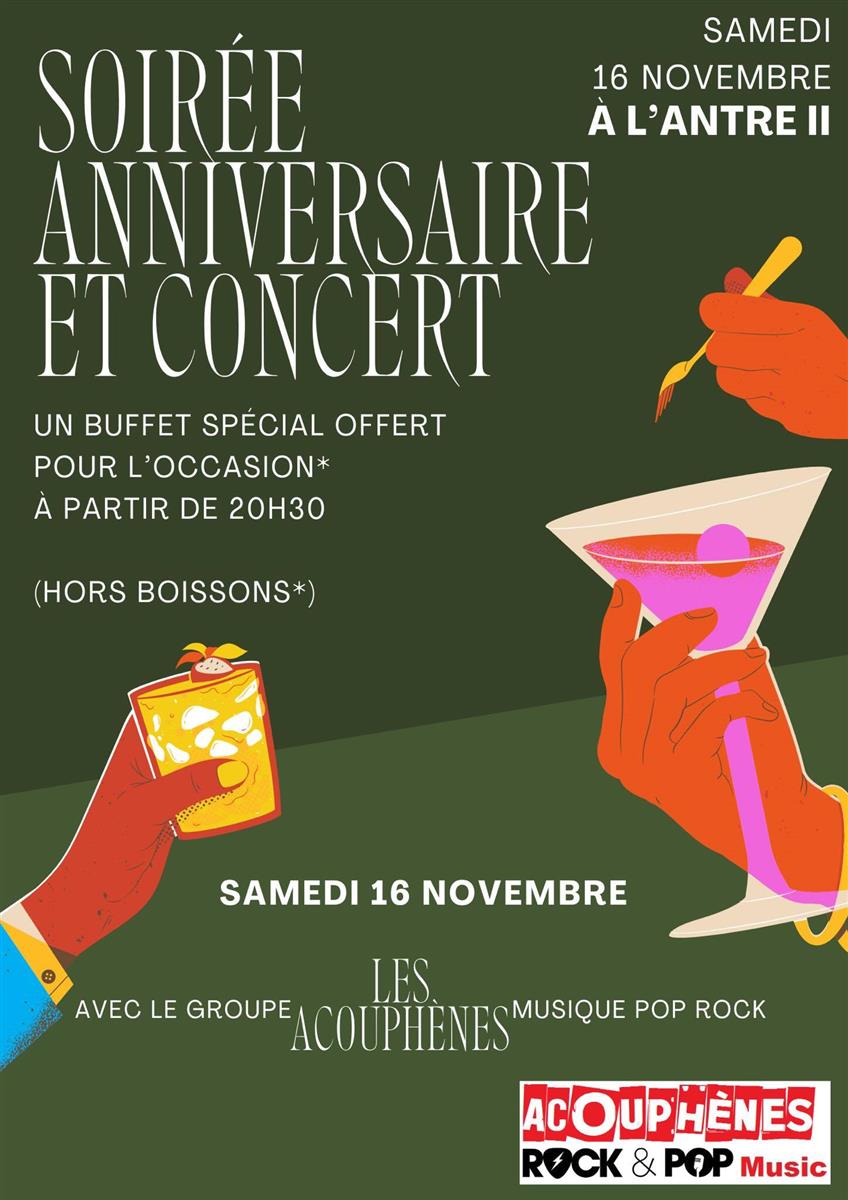 Soirée anniversaire et concert àl'Antre II