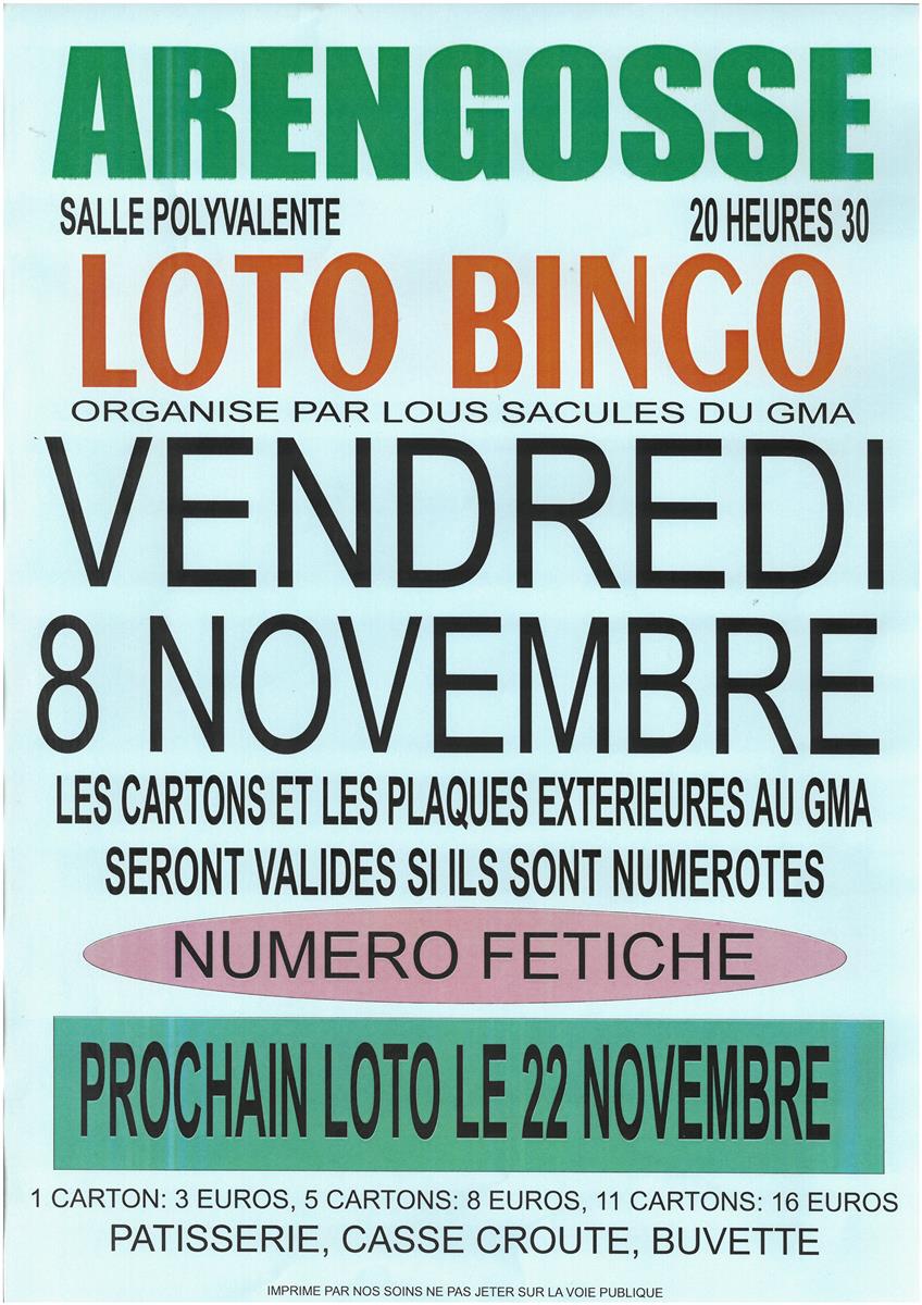 Loto Bingo des Lous Sacules Du Gma - Arengosse