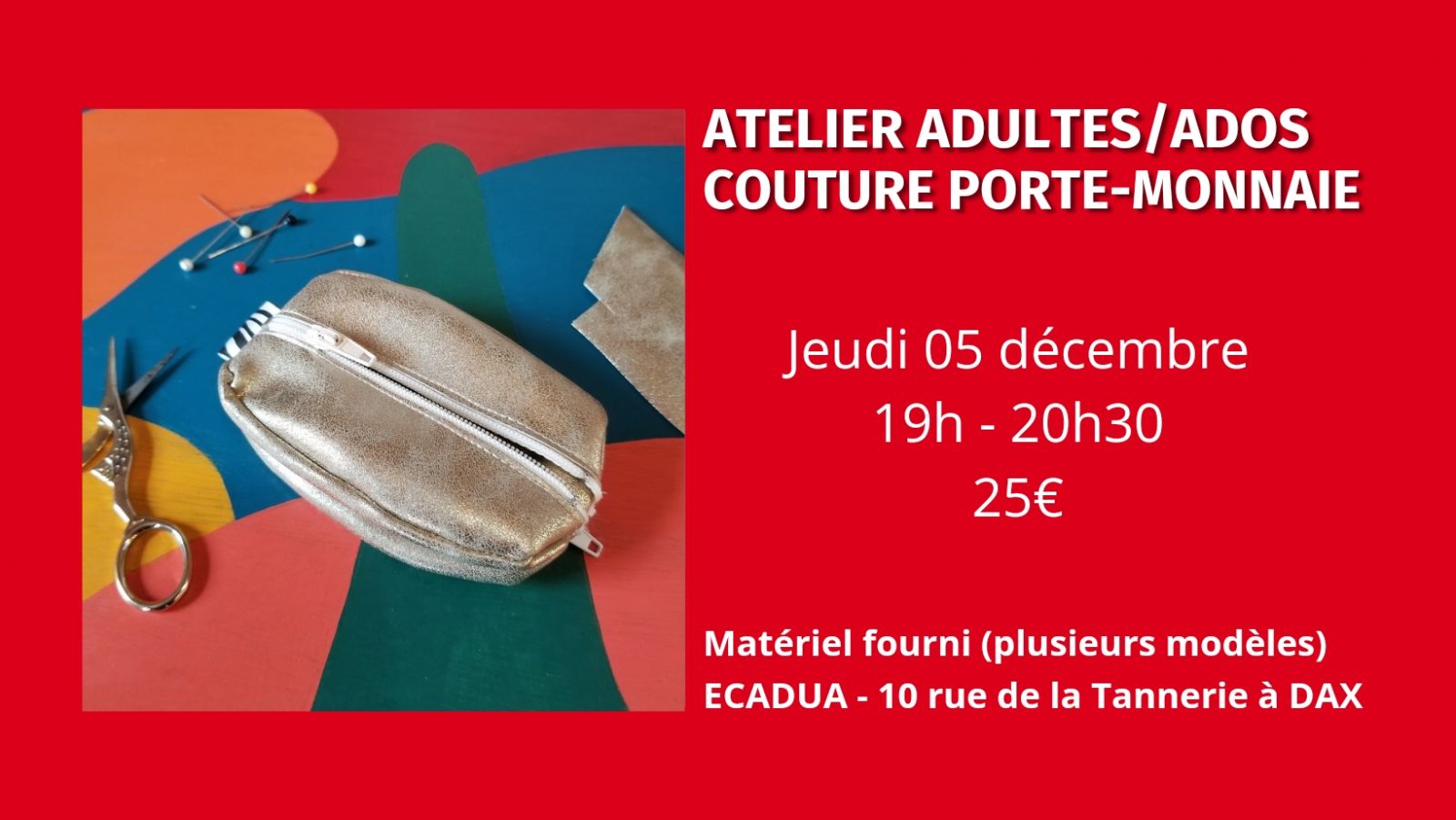 Atelier Couture d'un porte-monnaie en simili cuir