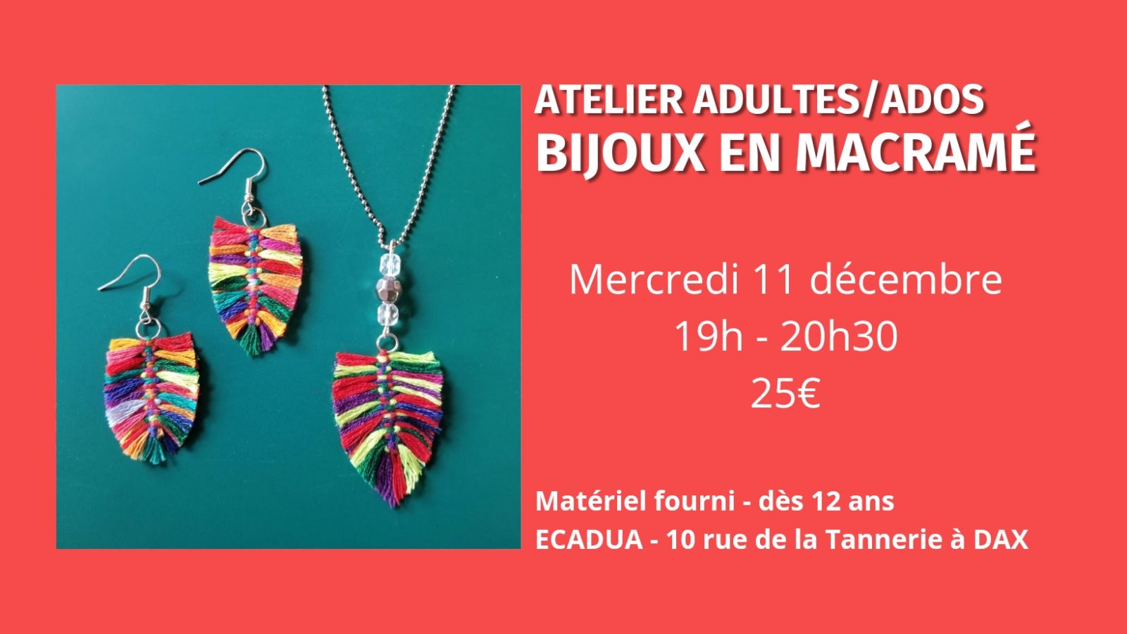 Atelier créatif Bijoux en macramé / Adultes ou ...