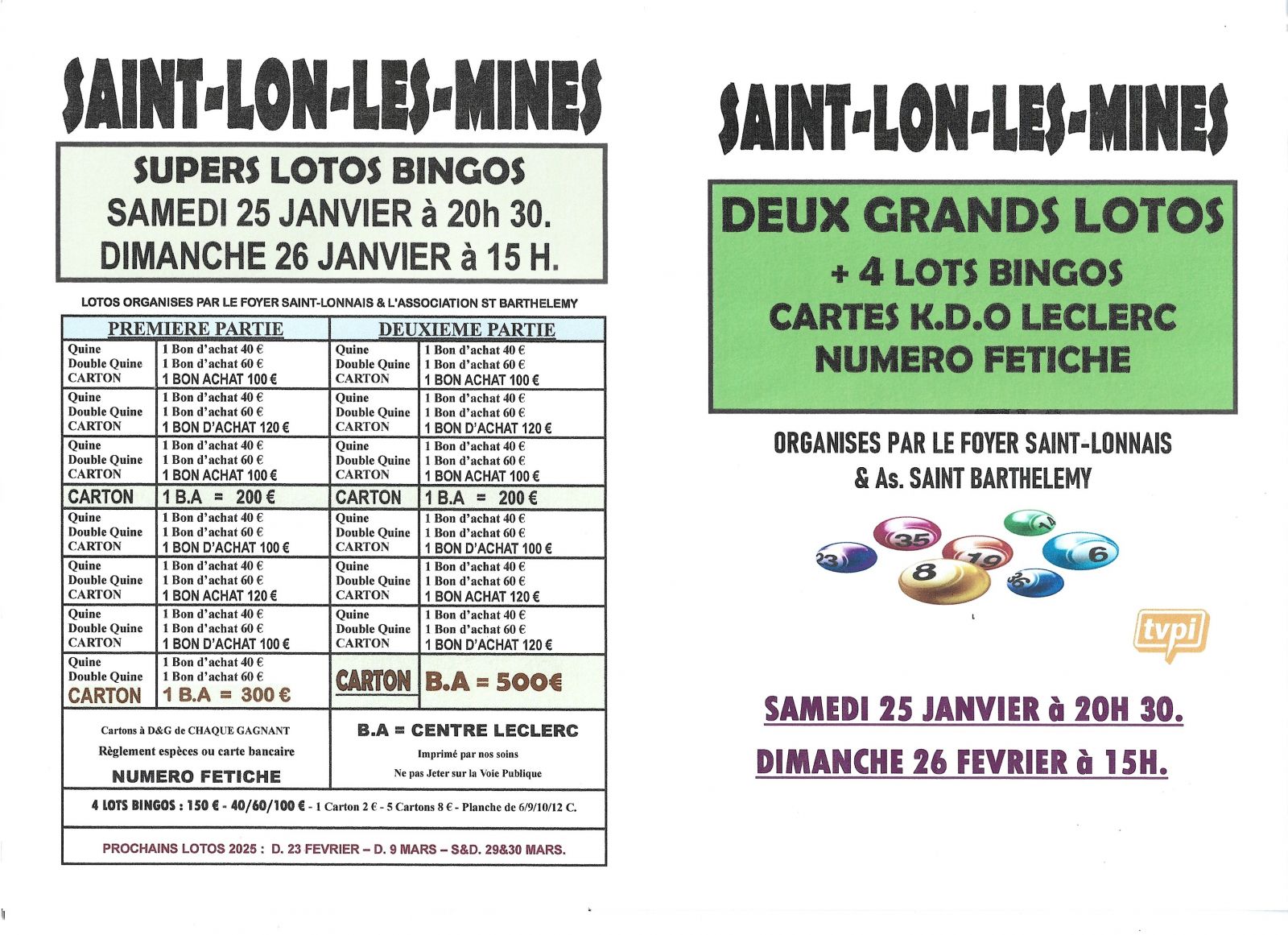 Deux grands lotos bingos