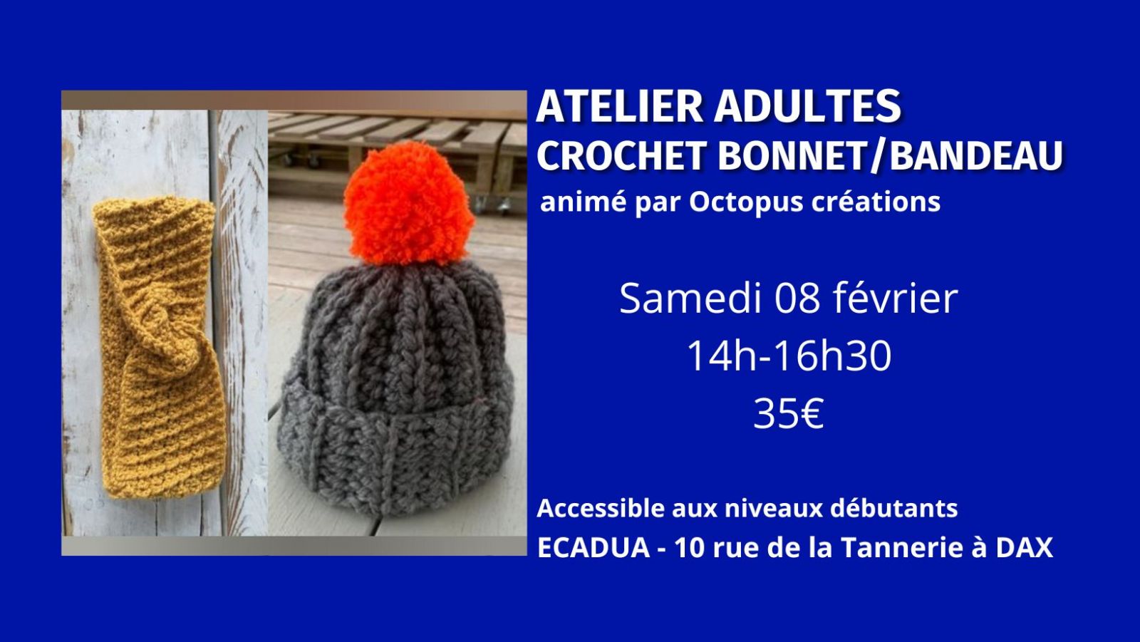 Atelier Crochet (bandeau ou bonnet) / Adultes